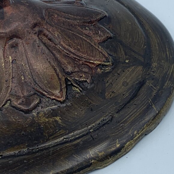 Vintage Mardi Gras Theatrical Face Mask on Stand Copper Brass ‘Antique’ Finish - Picture 7 of 15